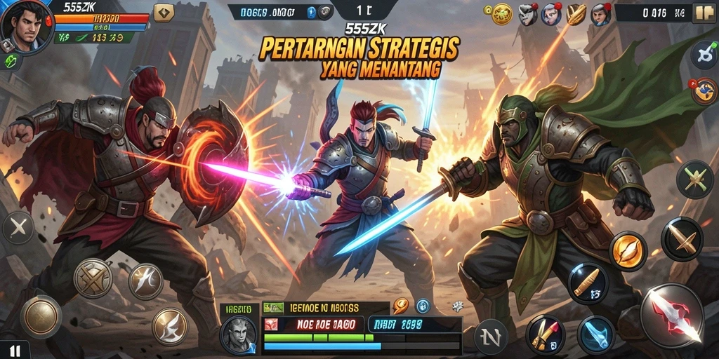 Gameplay mendebarkan dalam 555ZK dengan strategi dan taktik yang menantang.