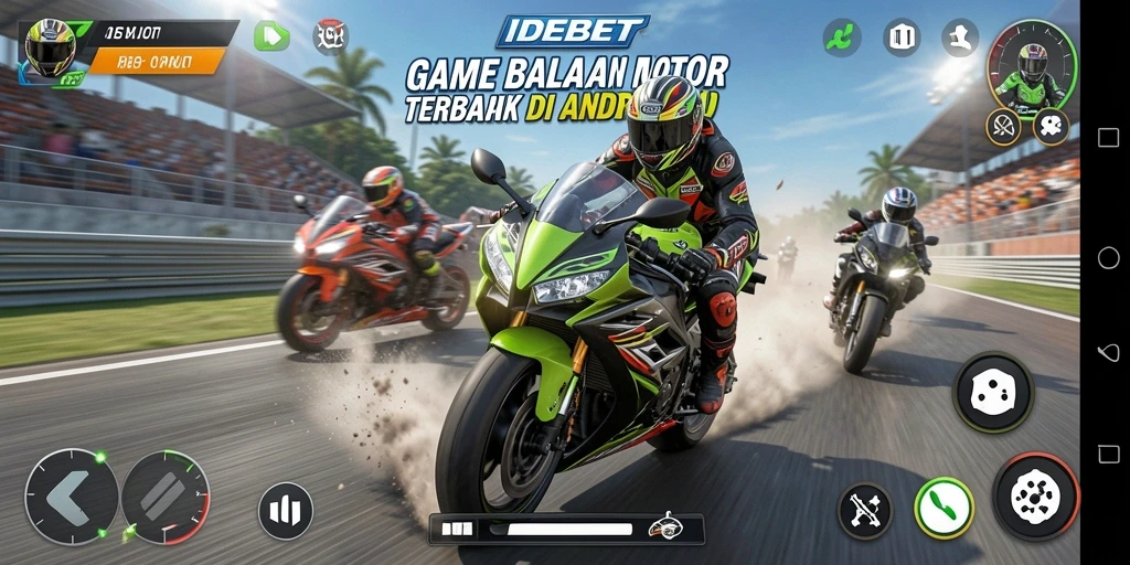 Tangkapan layar gameplay menampilkan balapan motor yang mendebarkan dan grafis yang memukau.