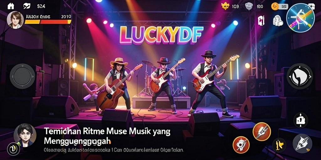 Tampilan gameplay seru dengan berbagai pilihan lagu.